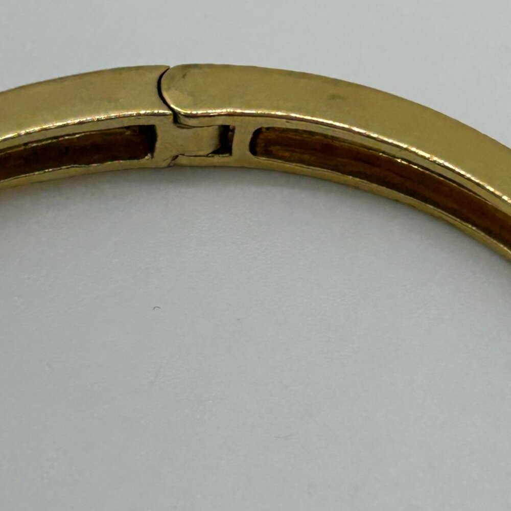 Vintage Gold Tone Bangle Bracelet Rainbow Birthstone Multi-Color Crystals Hinged - Picture 14 of 16